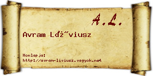 Avram Líviusz névjegykártya